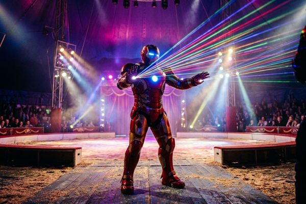 L'homme laser sur la piste du Cirque Achille Zavatta